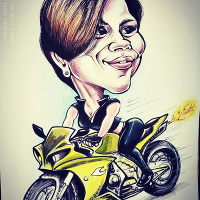 I had a great time drawing this for an avid biker and traveler. Themed caricatures like this are my specialty, allowing me to capture your adventurous spirit.
