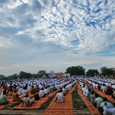 A breathtaking view from the stage at the Kannauj Yoga Day event. Seeing a sea of people moving and breathing together under the open sky is a powerful reminder of our shared humanity.