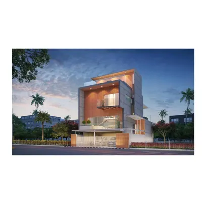 This is a proposal for a modern residence expressed in concrete, located in a Bangalore suburb. The design reinvents the traditional 'totti mane' or courtyard house typology to fit a compact urban site, using split levels to create visually connected, light-filled spaces.