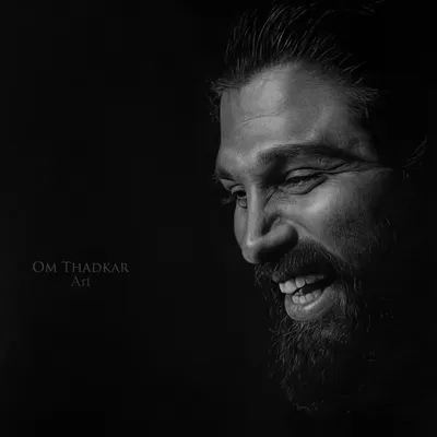 In this charcoal portrait of actor Allu Arjun, I used a high-contrast style with deep blacks to emphasize his expressive smile and charismatic energy. The focus is on capturing that 'star quality' in a dramatic, artistic rendering.