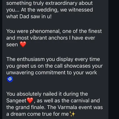 This part of the review means the world to me. Knowing that I "absolutely nailed it" during the main events and that my enthusiasm was felt from the very first call is exactly what I strive for with every client.