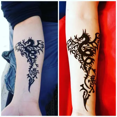 Something different and bold. A client requested this dragon tattoo design in henna, and I was so happy with how this first attempt turned out. It symbolizes wisdom, protection, and good luck.