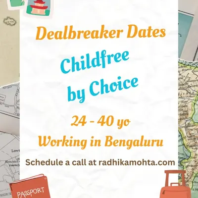 If being childfree by choice is a non-negotiable for you, you're in the right place. I help connect you with other singles in Bengaluru who share this important life goal, ensuring you start on the same page.