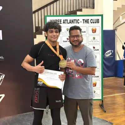 Celebrating a gold medal win at the AJP Tour India National Jiu-Jitsu Championship. This victory is a result of countless hours of dedicated grappling training.