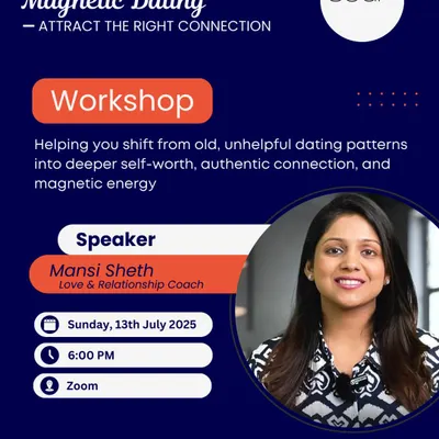 Are you ready to stop chasing and start attracting? Join our "Magnetic Dating" workshop, a free online event designed to help you shift from unhelpful dating patterns into a state of self-worth and magnetic energy.