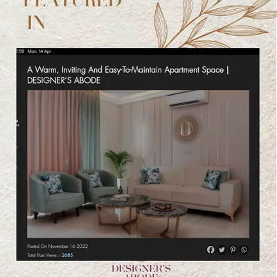 A proud moment for us, being featured on TheArchitectsDiary.com. This feature celebrates a warm, inviting, and easy-to-maintain apartment space we designed, where function meets beauty.