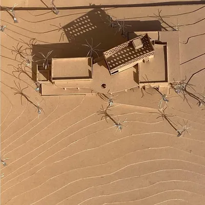 An early study model for Ridge House, a home set between two hills in the Konkan region. We use physical models to understand the topography and explore how the architecture can best respond to the site and capture panoramic views.