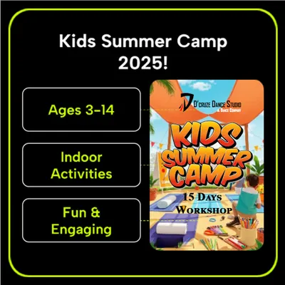 Our official poster for the Kids Summer Camp 2025! It details all the fun indoor activities we have planned for children aged 3 to 14.