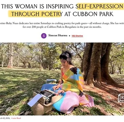 The HerStory article that beautifully captured my Saturday sessions writing free poems for park-goers in Cubbon Park.