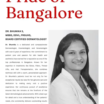 Being called the "Pride of Bangalore" is an honor that reflects my deep commitment to my patients and my city. I strive to deliver outstanding results with a warm, personalized approach.