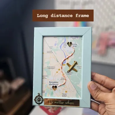No matter the miles, love finds a way. This long-distance map frame is a beautiful reminder of your bond, customized with your locations and a connecting string.