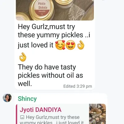 I love it when customers enjoy my pickles, especially when they mention my tasty oil-free options.