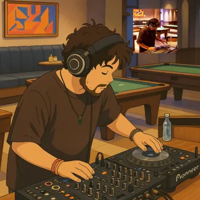 A cool anime-style illustration that a fan made, capturing me at the decks. It's amazing to see my passion for music reflected in other forms of art.