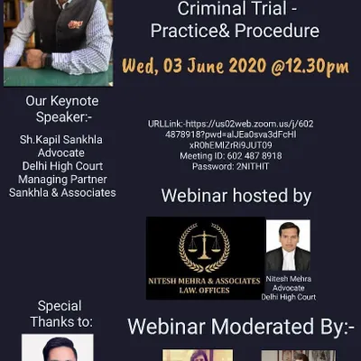 In this webinar, I shared my two decades of experience in conducting criminal trials. I covered key practices and procedures, offering insights into trial strategy, evidence handling, and cross-examination techniques for aspiring criminal lawyers.