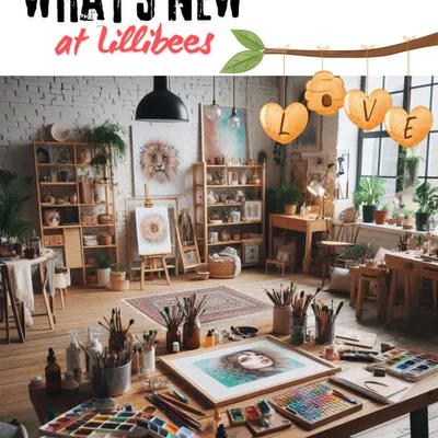 A graphic showcasing our beautiful, well-lit art studio, a space designed to inspire creativity.