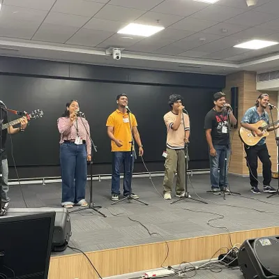 Our Kala-Car fellows delivering a powerful performance at a corporate event for Adobe. This course provides real-world stage opportunities to help artists build their confidence and professional experience.