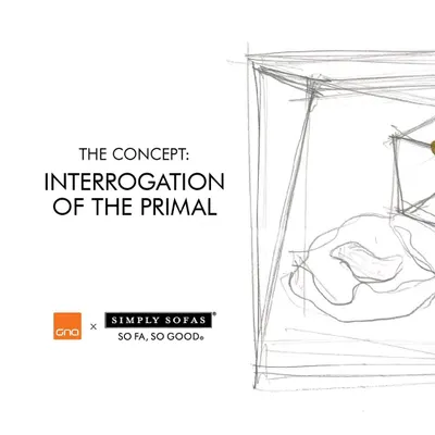 The initial concept sketch for our 'Interrogation of the Primal' art installation. This is where the idea begins, exploring form and space before it becomes a physical reality.
