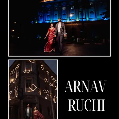 Mumbai by night has a different kind of romance. We captured these dramatic shots against the city's illuminated architecture, creating a bold and cinematic feel for their pre-wedding album.
