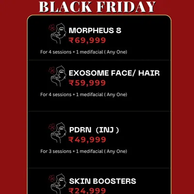 Take advantage of my Black Friday deals for a big glow-up. This offer includes special pricing on some of my top treatments like Morpheus8, Exosomes, PDRN, and Skin Boosters. It's a great opportunity to start your skin transformation journey.