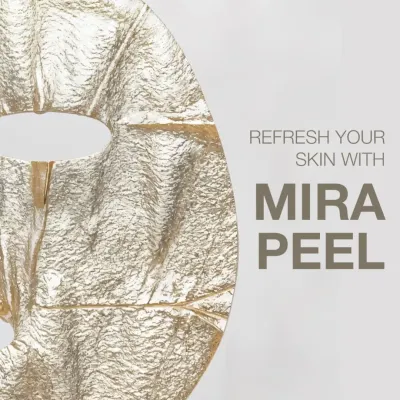 The MiraPeel treatment, represented here by a refreshing foil mask, is designed to reset your skin. It is an excellent choice for addressing dullness, uneven texture, or mild pigmentation.