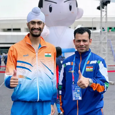 From Ramphal Chowk to China. Standing with my coach, Aniket sir, at the 20th Asian Senior Karate Championship. This journey proves that with the right guidance, anyone can reach the international stage.