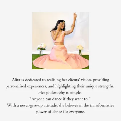 This is the core belief that drives my work. I am dedicated to realizing my clients' vision by providing personalized experiences that highlight their unique strengths, because I truly believe anyone can dance if they want to.