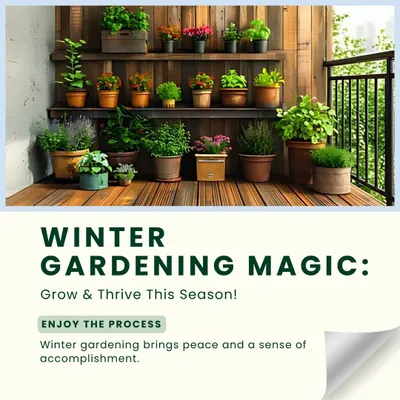 Winter gardening is magical. The cooler weather brings a sense of peace and accomplishment. This image of a beautiful balcony garden shows what's possible this season.