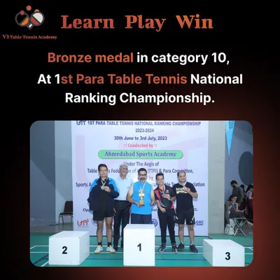 A truly proud moment for the academy. Here is my student, Yogesh Chauhan, on the podium after winning a bronze medal at the 1st Para Table Tennis National Ranking Championship.
