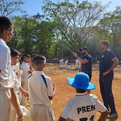 Our head coach discusses strategy with former IPL player Siddharth Chitnis while the players listen intently. Exposure to professional cricketers provides our students with unique learning opportunities.