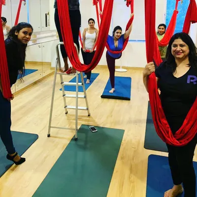 Prepping for a class with a wonderful group of women. The energy and excitement before we start to fly is always contagious.
