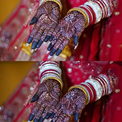 The final stain is everything! I use my own blend of natural, organic henna to achieve this deep, rich, and long-lasting color. This is the beautiful result every bride dreams of.