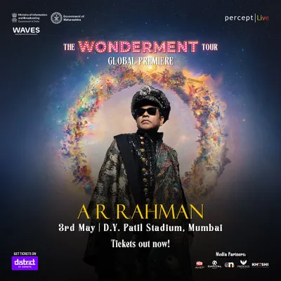 The official "Tickets Live" announcement poster for 'The Wonderment Tour'. We design key visuals that are clear, impactful, and drive immediate action, incorporating essential information like date, venue, and ticketing partner.