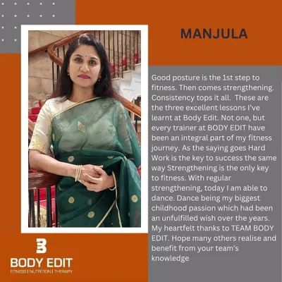 Manjula shares how our focus on posture and consistent strengthening helped her reconnect with her childhood passion for dance. Her story is a testament to how fitness can reopen doors to what you love.