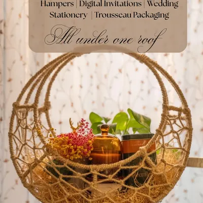 One celebration, a hundred little details, all handled beautifully under one roof. We manage everything from wedding cards and return favours to welcome hampers and trousseau packaging.