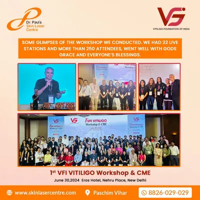 I was proud to conduct the 1st VFI Vitiligo Workshop, which included 22 live stations for over 250 attendees. Events like these are crucial for advancing our collective skills in treating vitiligo.