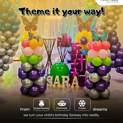 Theme it your way! This enchanting butterfly garden party for Sara shows how I can turn any fantasy into reality. From superheroes to carnivals, I'll plan the perfect themed bash for your child.