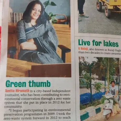 It was a proud moment to be featured in Bangalore Mirror as an eco-champion on World Environment Day. My journey started in 2009, and I have been committed to promoting zero-waste systems in my community and beyond ever since.