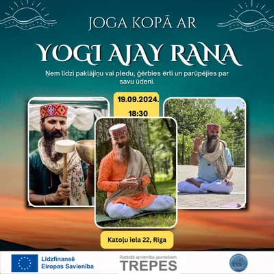 An event poster for a yoga session in Riga, Latvia. It is a blessing to share the knowledge of yoga with communities around the globe, reminding everyone that to "Know Yoga" is to "Know Life".