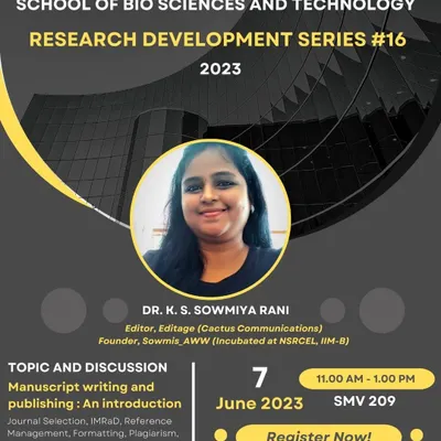 Vanakkam Vellore! This poster is from a session I conducted at the Vellore Institute of Technology (VIT) on manuscript writing and publishing. I love engaging with faculty and students to discuss strategies for efficient writing and integrating it with their experimental work.