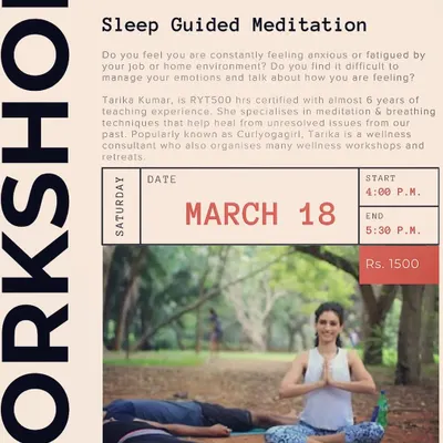 This flyer for my Yoga Nidra workshop explains the core benefit: deep, sleep like rest for your body and mind. It's a powerful tool for anyone feeling anxious or fatigued.
