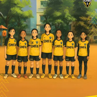 An anime-style depiction of our girls' team. We believe the beautiful game belongs to everyone, and we are proud to nurture female talent.