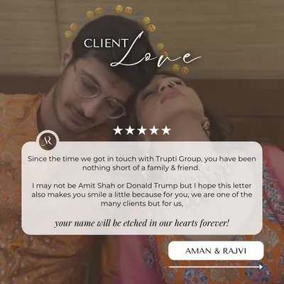 "Your name will be etched in our hearts forever!" A love story deserves a feast to match, and this beautiful testimonial from Aman & Rajvi truly melts our hearts. This is why we do what we do.