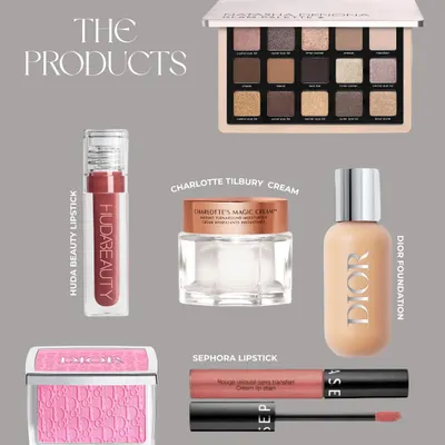 These are the exact products I used to create the sangeet look you saw. In my workshops, you will get hands-on experience with my favorite products like these from Dior, Huda Beauty, and Charlotte Tilbury, so you can see what works for you.