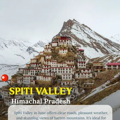 The iconic Key Monastery in Spiti Valley, a sight that stays with you forever. Our Spiti road trips are perfect for those who love high-altitude adventure and raw, barren landscapes.