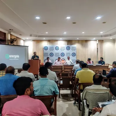 Our co founder, Amlan Panda, addresses a full room at the Gurgaon Industrial Association. We presented on the role of Energy Service Companies (ESCOs) in helping industries cut costs and emissions.