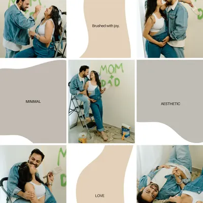 A collage from a super fun and creative announcement shoot! Painting the nursery wall is a perfect way to symbolize the new life you're building together.