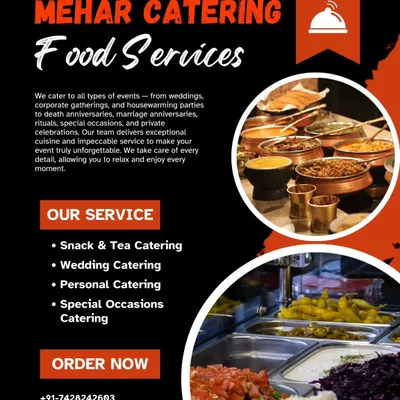 This flyer gives a quick overview of our services. We handle everything from snack and tea catering to full wedding meals, so you can relax and enjoy your event.