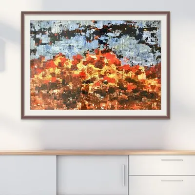 This image shows how a significant work of art, like H.A. Gade's 'Housing Complex', can command a room. Part of my service is advising on placement and lighting to ensure a piece is displayed to its full potential, transforming an interior space.