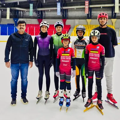 Team ERSC on ice! Our skaters preparing for the Ice Skating Nationals in Dehradun. We provide comprehensive training for athletes looking to excel in ice speed skating.