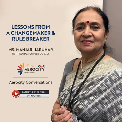 Announcing the 4th edition of Aerocity Conversations with Ms. Manjari Jaruhar, a retired IPS officer. We provide a platform for changemakers and rule-breakers to share their inspiring lessons.